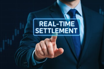 A business professional demonstrates strategic decision-making and efficiency by engaging with real-time settlement technology to drive growth and innovation