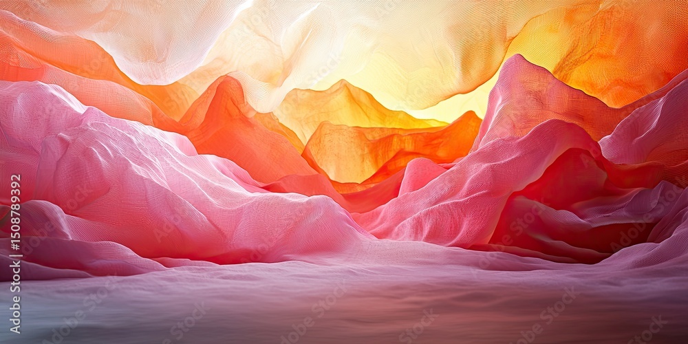 Poster an abstract scene where gradient textures create a layered and immersive background, using a mix of 