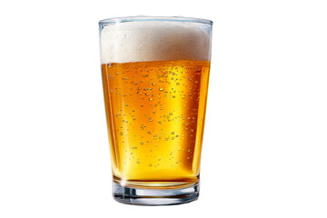 Refreshing cold beer in a clear glass with bubbly foam