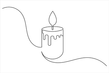 Obraz premium Candle icon continuous single line drawing and minimalist style outline design
