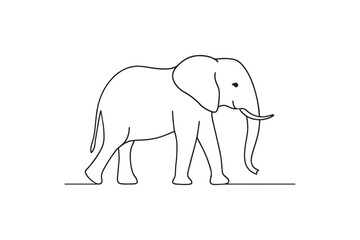 Fototapeta premium Elephant animal continuous one line drawing minimalism design
