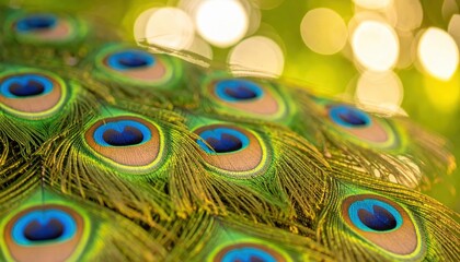 Obraz premium Close-Up of Colorful Peacock Feather with Vibrant Iridescent Patterns
