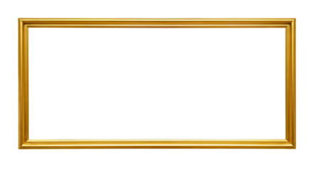  Empty Golden Rectangular Frame Isolated on White Background PNG