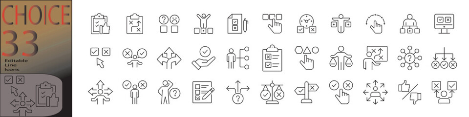 choice line editable icon set. Editable stroke. Vector illustration	
