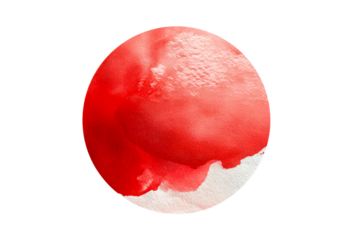 Vibrant red watercolor circle on transparent background
