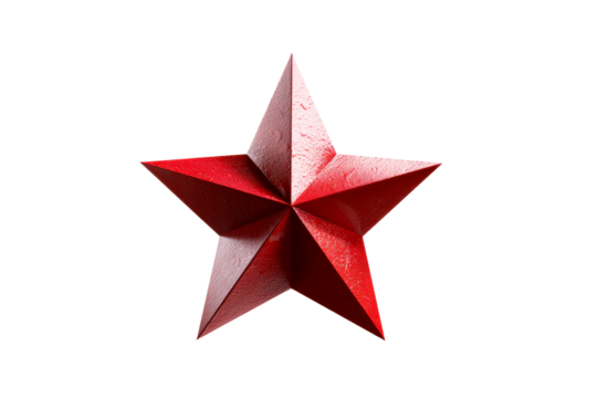 Red star shape with three dimensional design and sharp edges