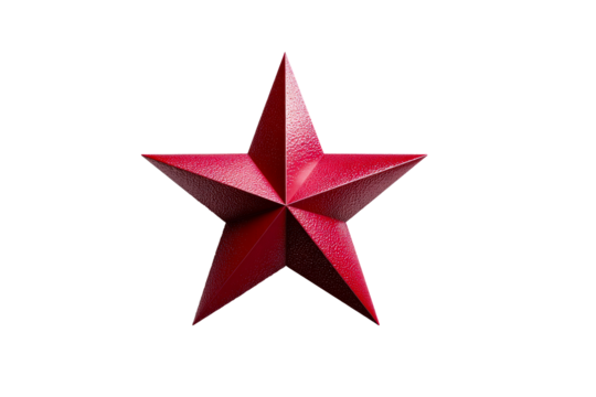 Red star with sharp points on a transparent background - Powered by Adobe