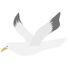 a seagull flying with its wings spread. It can be used as a decoration, design element, or learning media.