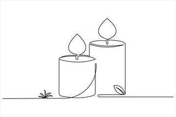 Candle icon continuous single line drawing and minimalist style outline design