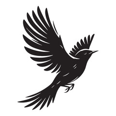 Obraz premium Lark silhouette with delicate feather details – Lark illustration – Minimalist Lark vector – Bird silhouette – Bird vector