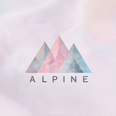 Minimalist Logo Featuring Geometric Mountains In Pastel Shades
