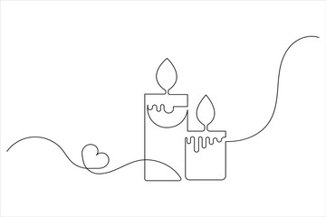 Candle icon continuous single line drawing and minimalist style outline design
