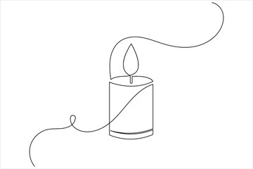 Candle icon continuous single line drawing and minimalist style outline design