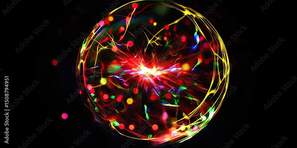 Poster a quark-gluon plasma simulation, with extreme temperatures and subatomic particles in a state of flu
