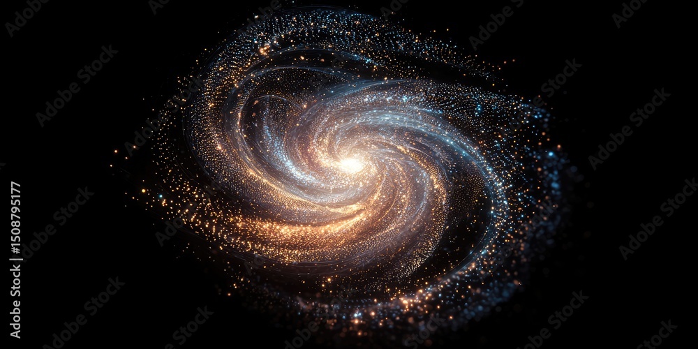 Leinwandbilder a luminous, spiral galaxy with intertwined digital data streams, symbolizing the intersection of tec