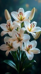 Fototapeta premium Graceful White Lilies Surrounded by a Serene Glow