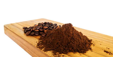 piles of coffee powder on wooden table