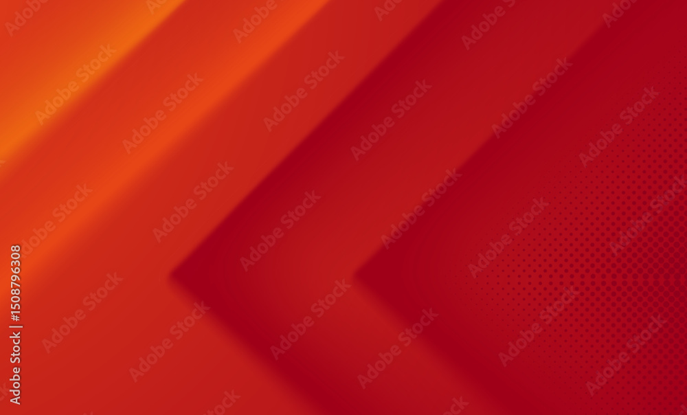 Poster modern red and orange abstract background with diagonal arrows and halftone dots