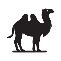 A Vector Silhouette Of Camel Standing In Black And White