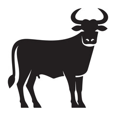 Black And White Silhouette Vector Illustration Of A Bull