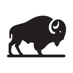 Powerful Bison Silhouette A Vector Art in Black and White