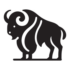 Elegant Black and White Silhouette Design of a Powerful Bison