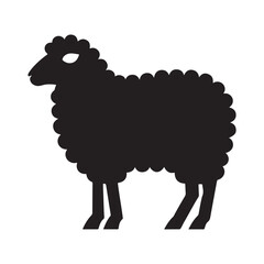 Monochrome Lamb Silhouette Isolated Animal Vector Art Design