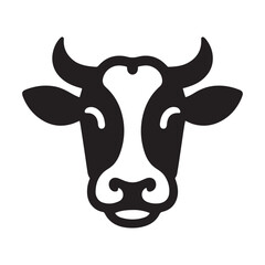 Farm Animal Cow Head Silhouette Black and White Design Vector
