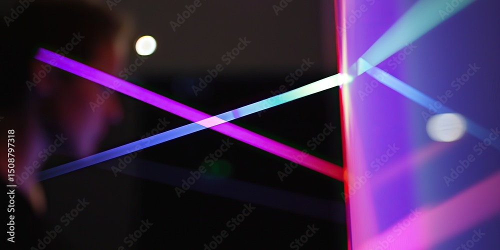 Poster a laser beam reflecting off a mirror, demonstrating the angles of incidence and reflection perfectly