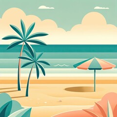 Obraz premium Beach Umbrella and Calm Waters