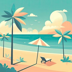 Obraz premium Coastal Paradise in Vector Style