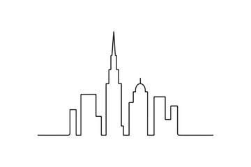 Cityscape continuous one line drawing minimalism design