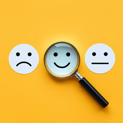 optimal customer satisfaction search concept on a yellow background
