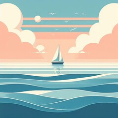 Naklejka premium Soft Pastel Colors and Ocean Reflections