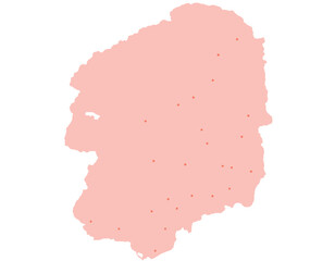 栃木県　地図　ピンク　斑点　イラスト
