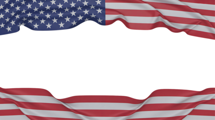 American flag frame border isolated on transparent background.