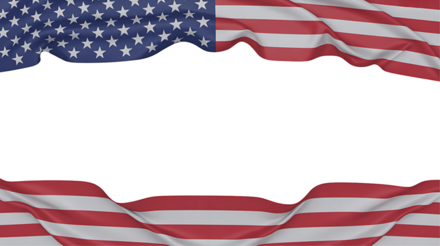 American flag frame border isolated on transparent background.