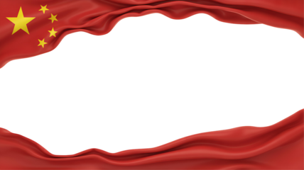 China flag frame border isolated on transparent background.