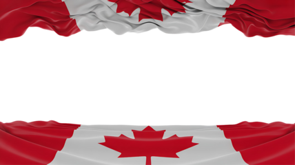 Canadian flag frame border isolated on transparent background.