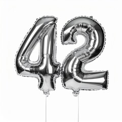 Balloon number 42 with white background. Photo for 42nd birthday or anniversary party