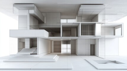 Modern Architectural Design: A Wireframe Rendering of a Luxurious House