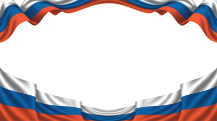 Russian flag frame border isolated on transparent background.