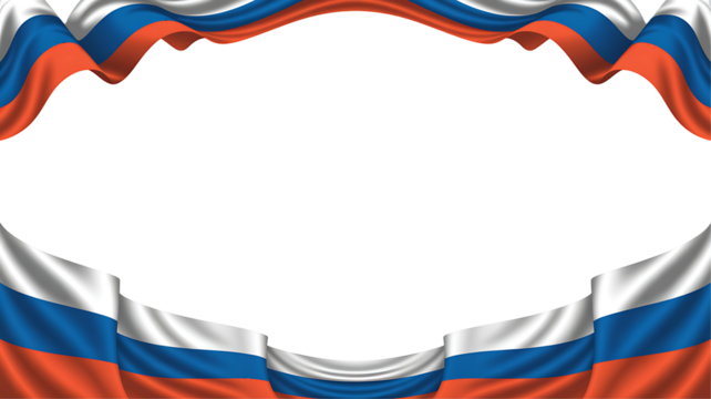 Russian flag frame border isolated on transparent background.