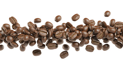 Naklejka premium Flying coffee beans isolated on transparent background. Png