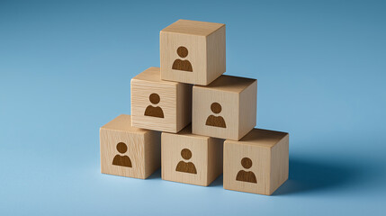 Obraz premium Business Hierarchy Structure With Leadership Roles and Organizational Management, Team Coordination, Role Clarity and Corporate Governance, Cubes