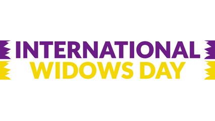 International Widows Day text with side lines on a White background.