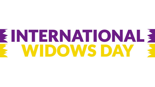 International Widows Day text with side lines on a White background.