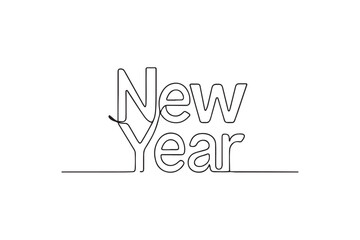 Obraz premium New Year overlap continuous one line drawing minimalism design