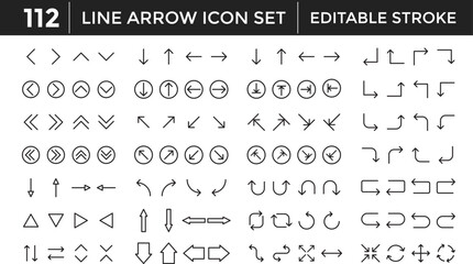 Line arrow icon set. Editable stroke collection. Minimize, Recycle, Repeat reload icons. Line style refresh reload arrow symbol. arrow up down symbol