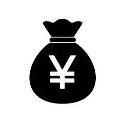 japanese yen money bag symbol isolated on transparent background, png image 